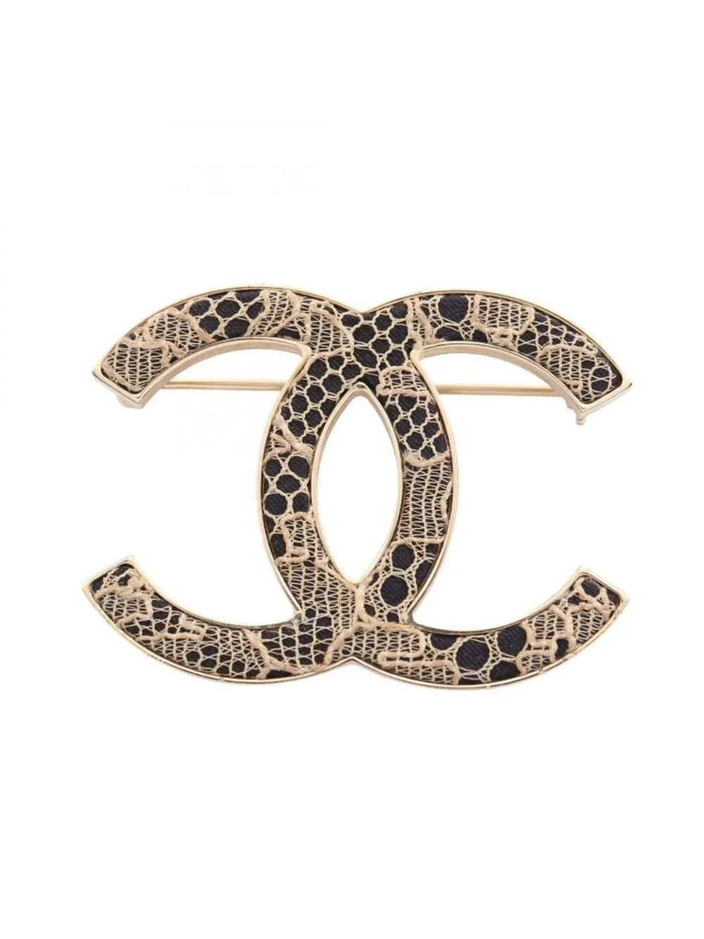 Chanel Brooch CC Logo Lace